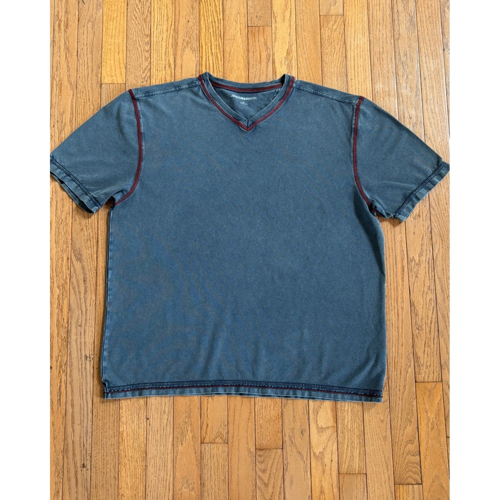Johnston & Murphy T Shirt V-Neck Contrast Stitch XL‎ Blue Mens
